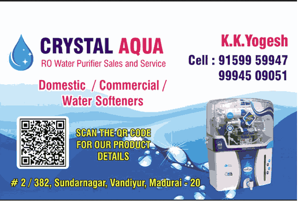 Crystal Aqua water softener dealers in Madurai
